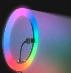 Ring Light Led RGB 26cm USB (10 pol) com tripé
