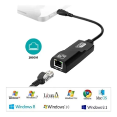 Adaptador USB 3.0 - Ethernet RJ45 Gigabit 1000 Mbps - comprar online