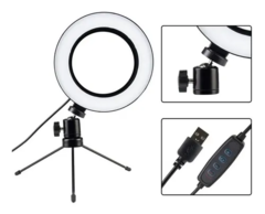 Ring Light Iluminador de Mesa Tripé USB 16 cm 3500k 5500k na internet