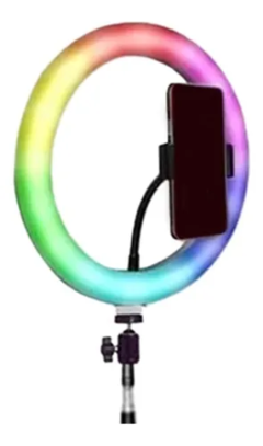 Ring Light Led RGB 26cm USB (10 pol) com tripé - loja online