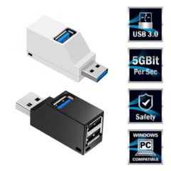 Mini Hub USB com 3 portas (1 x 3.0, 2x 3.0)