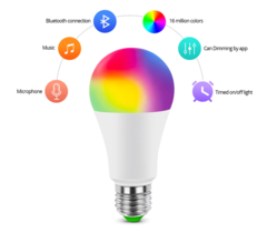 Lâmpada SMART LED BULB 15W RGB E27 Wi-Fi + Bluetooth Tuya, Alexa, Google Home