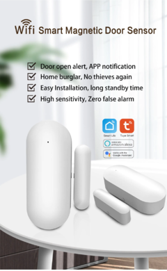 Sensor SMART de Abertura Porta/Janela Wi-Fi Tuya, Alexa, Google Home