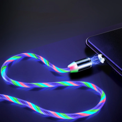 Cabo Magnético Luminoso Led 3 em 1 - Carregador p/ Smartphone: Micro USB + USB Tipo C + Lightning na internet