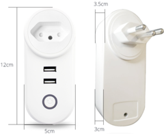 Smart Plug (Tomada) AC 10A + 2 x USB Wi-Fi Tuya Alexa Google Home