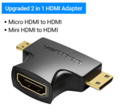 Adaptador 2 em 1 Vention Micro HDMI_Mini HDMI para HDMI