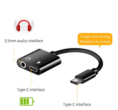 Adaptador USB Tipo C 2 em 1 Lecolli - Entrada Tipo USB C/Saída USB Tipo C+ Áudio P2 3,5mm