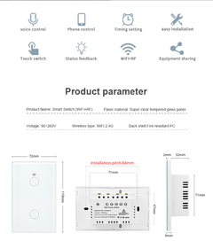 Interruptor de Parede SMART Tuya Wi-fi + Rf - S/Neutro - Vidro Temperado na internet