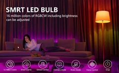 Lâmpada SMART BULB 10W RGB E27 Wi-Fi + Bluetooth Tuya, Alexa, Google Home