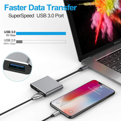 HUB USB 3 in 1 Adaptador Tipo-C HDMI 4K USB PD Thunderbolt Samsung DEX - Smartechome | Casa Inteligente ,Automação Residencial, Eletrônicos