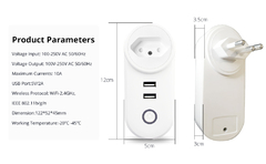 Smart Plug (Tomada) AC 10A + 2 x USB Wi-Fi Tuya Alexa Google Home - comprar online