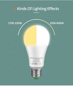 Lâmpada SMART LED LIGHT BULB 15W E27 Wi-Fi Tuya, Alexa, Google Home - comprar online