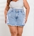 Short Saia Jeans Plus Size Corrente e Ilhós Eliane