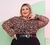 Blusa Plus Size 46 ao 58 de Tule Estampado Animal Print Oncinha Paula Fernandes