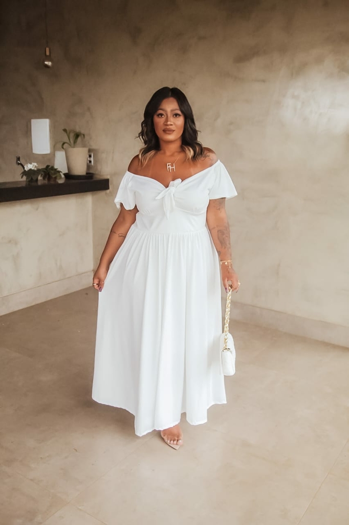 Vestido Longo Midi Longuete com manga curta Plus Size