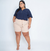 Shorts Plus Size de Linho Cru Vanessa - Bruh Plus Size - Loja Online de Roupas em Tamanhos Especiais