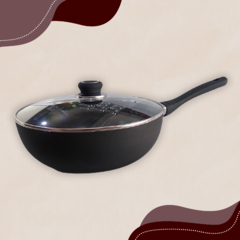 Wok antiadherente con tapa de vidrio Hudson - comprar online