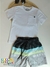 Conjunto de Camiseta Branca e Bermuda em Nylon Luc.Boo