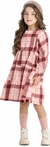 Vestido Infantil Menina Inverno Flanela Xadrez Rosa Angerô