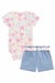 Conjunto De Body Em Canelado E Shorts Em Jeans Liz Kukie