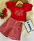 Conjunto Infantil Menina Blusa em Canelado e Shorts Saia em Tecido Texturizado Vermelho - comprar online