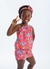 Conjunto Infantil Menina Blusa + Short Estampa Cores Floridas - Tam. 1 a 10 anos – Vermelho