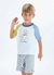 Conjunto Infantil Menino Camiseta + Bermuda Estampa Dino Legal– Tam. 1 a 10 anos – Off White e Branco