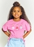 Blusa Infantil Menina Estampa Jantar no Jardim - Tam. 2 a 12 anos - Rosa Forte