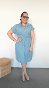 Vestido Jeans com botoes frontais e manga curta