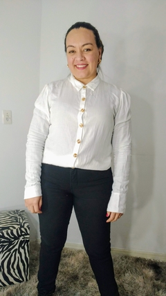 Camisa em Viscose Elisa Branca - Priscila Vignol Store