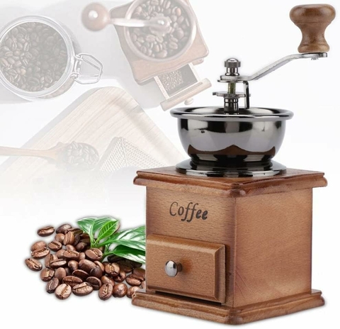 Molinillo Granos Café Manual Con Manivela Cajoncito Madera