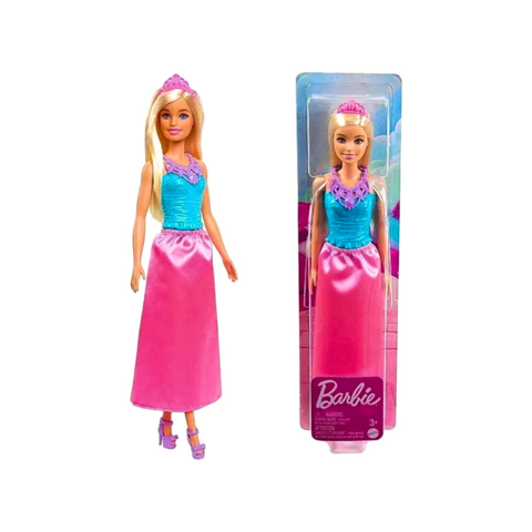 Muñeca Barbie Fantasía Princesa Vestido Azul Y Rosa
