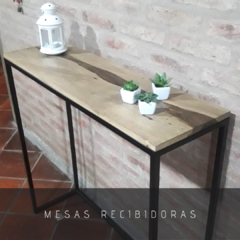 mesa recibidora estilo industrial