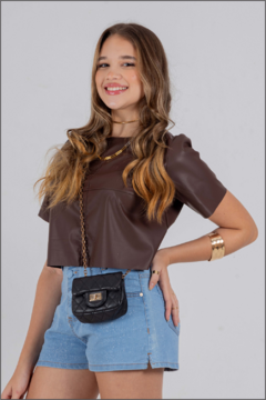 CROPPED TSHIRT COURO FAKE - comprar online