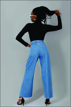 Calça Wide Leg May Azul Médio - comprar online