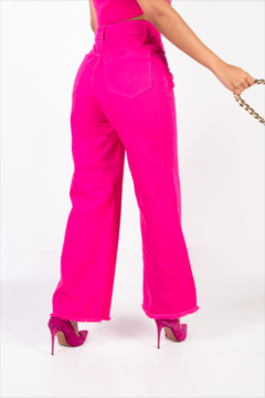 Calça Rosa Wide Leg Jeans - comprar online