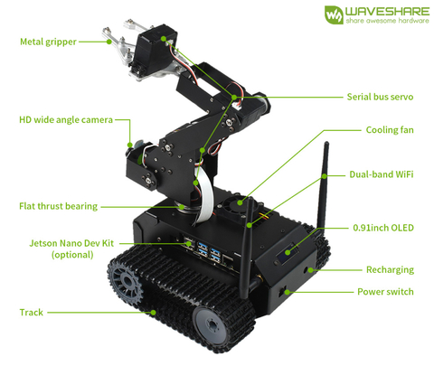 WaveShare JETANK AI Kit A, AI Tracked Mobile Robot, AI Vision Robot, NVIDIA Jetson Nano Developer Kit (B01) , Deep Learning, Autonomous Driving na internet