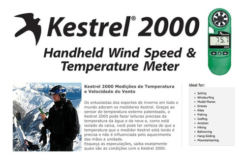 Kestrel 2000 Estação Meteorológica Portátil De Bolso | Termo Anemômetro | À prova d'água e flutua - comprar online