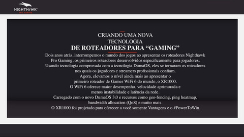 Netgear Sistema WiFi6 Roteador Nighthawk Pro Gaming XR1000 | 6-Stream AX5400 | Até 5.4Gbps | DumaOS 3.0 Optimizes Lag-Free Server Connections | 4 x 1G Ethernet and 1 x 3.0 USB Ports - loja online