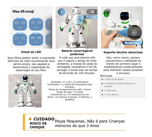 Ruko Carle Large Smart Robot Toys for Kids | Robô Gigante Inteligente Educacional | Comandos de Voz e pelo APP | Programável e Interativo | Sensor Gravitacional | Meninos e Meninas de 4 a 9 anos - Loja do Jangão - InterBros