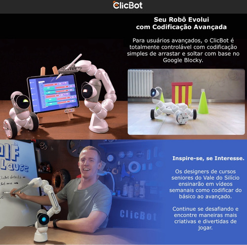 Clicbot Robô Modular Full Kit | Para se Divertir e Aprender Codificação | Programa Educacional STEM | APP Programável | Aulas Semanais Ao Vivo | Idade de + 8 anos e Adultos | Premiado o Melhor do Mundo - buy online