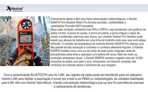 Kestrel Link 5500FW Fire Weather Meter Pro Bluetooth + Palheta + Tripé - Loja do Jangão - InterBros