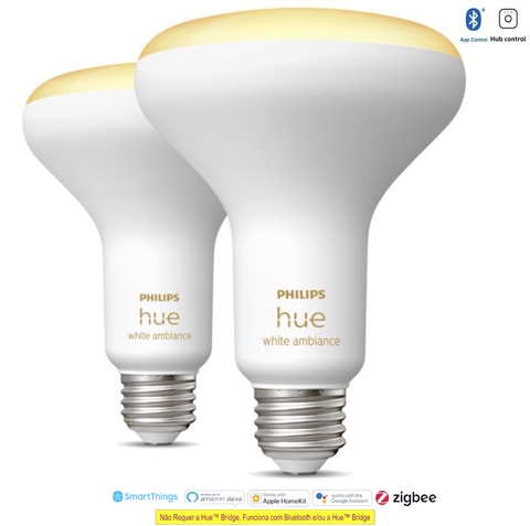 Philips Hue White Ambiance BR30 65W | 3ª Geração | Bluetooth Smart Flood Light | Lâmpada Spot de Embutir | Compatível com Alexa, Apple Homekit & Google Assistant | Funciona com Bluetooth e/ou com a Hue Bridge l Kit2