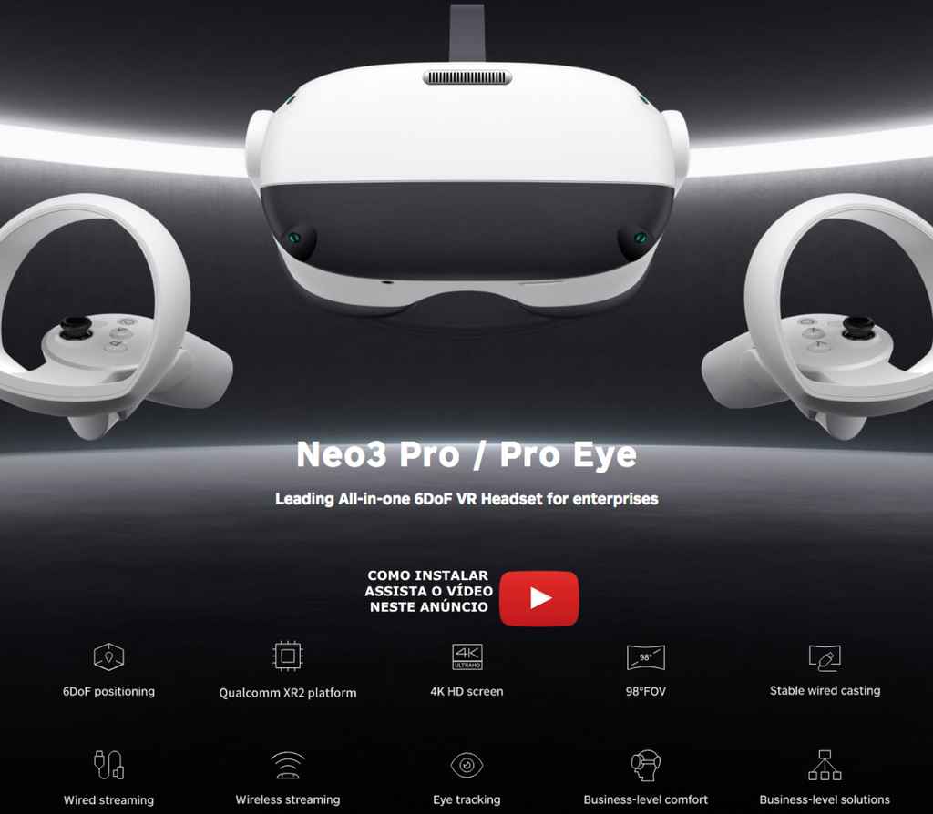 Pico Neo 3 Pro Eye Business l VR Headset All-in-one l With eye-tracking l VR SDK For Enterprises l 8GB RAM l 256GB ROM l 90Hz l 3664 x 1920 - comprar online
