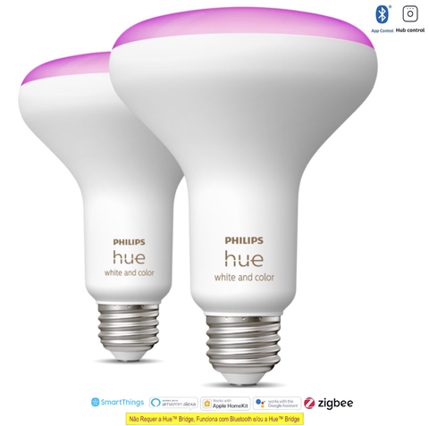Philips Hue White and Color Ambiance BR30 65W | 3ª Geração | Bluetooth Smart Flood Light | Lâmpada Spot de Embutir | Compatível com Alexa, Apple Homekit & Google Assistant | Funciona com Bluetooth e/ou com a Hue Bridge l Kit2