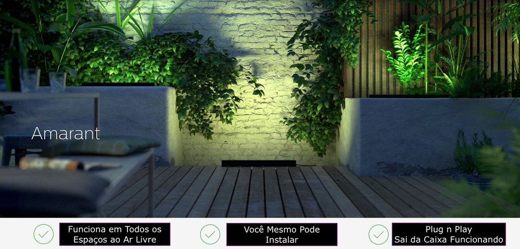 Philips Hue Amarant l Outdoor Light Bar l LED Wall Floodlight l Luminária Inteligente Outdoor de Piso l Alto Fluxo Luminoso de até 2.800 lumen l LED Integrado l Sem Fonte de Energia l Compatível com Alexa, Apple Homekit & Google Assistant l Requer Hue Bridge - comprar online