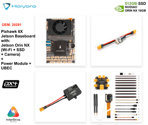 Holybro Pixhawk 6X Jetson Baseboard , NVIDIA Jetson Orin NX 16GB com Wi-Fi , SSD 512GB , Camera Sony , Power Module , Controlador de Voo , 20281 na internet