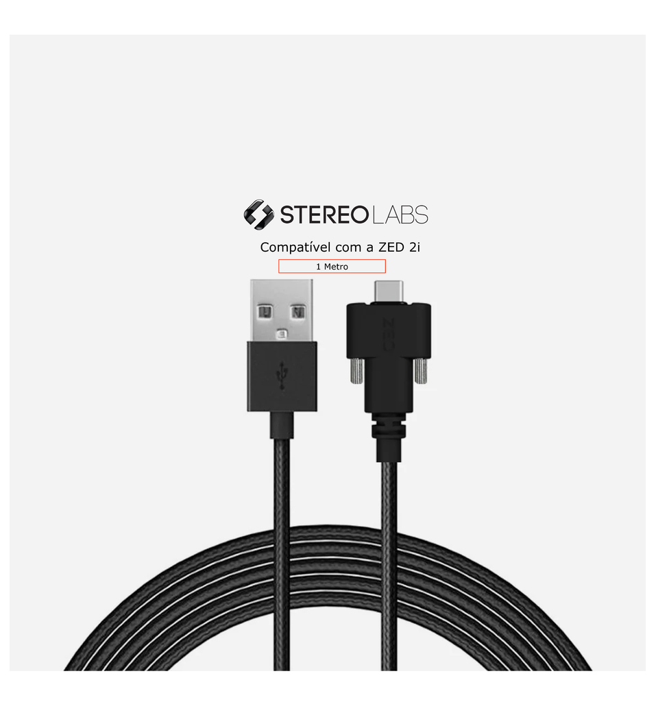 Stereolabs ZED 2i USB 3.0 Type-C Dual Screw Locking Cable | Compatível com a ZED 2i | Disponível em 1 mt , 3 mts , 5 mts e 10 mts - Loja do Jangão - InterBros