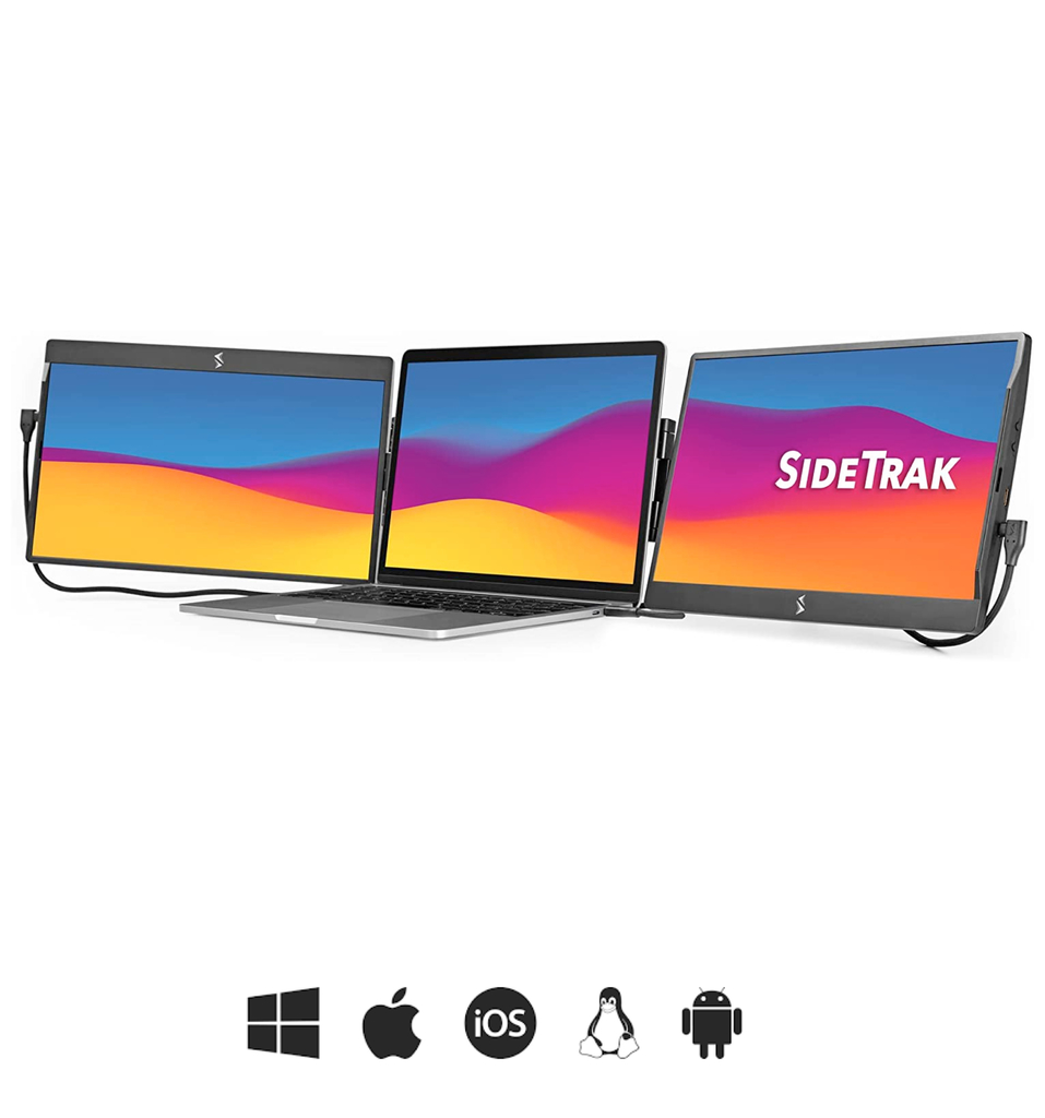 SideTrak Swivel 14" Attachable Portable Monitor for Laptop l Extensor Portátil l Triplo Monitor l FHD IPS USB l Tela Dupla com Suporte l Compatível com Mac, PC e Chrome | Adapta-se a todos os tamanhos de laptop