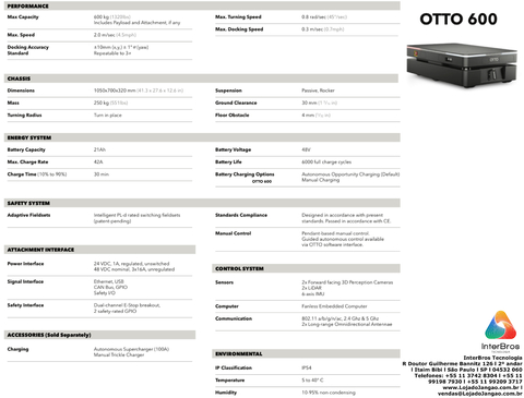 Otto Motors OTTO 600 by Rockwell Automation , AMR Autonomous Mobile Robot , até 600 Kgs - Loja do Jangão - InterBros